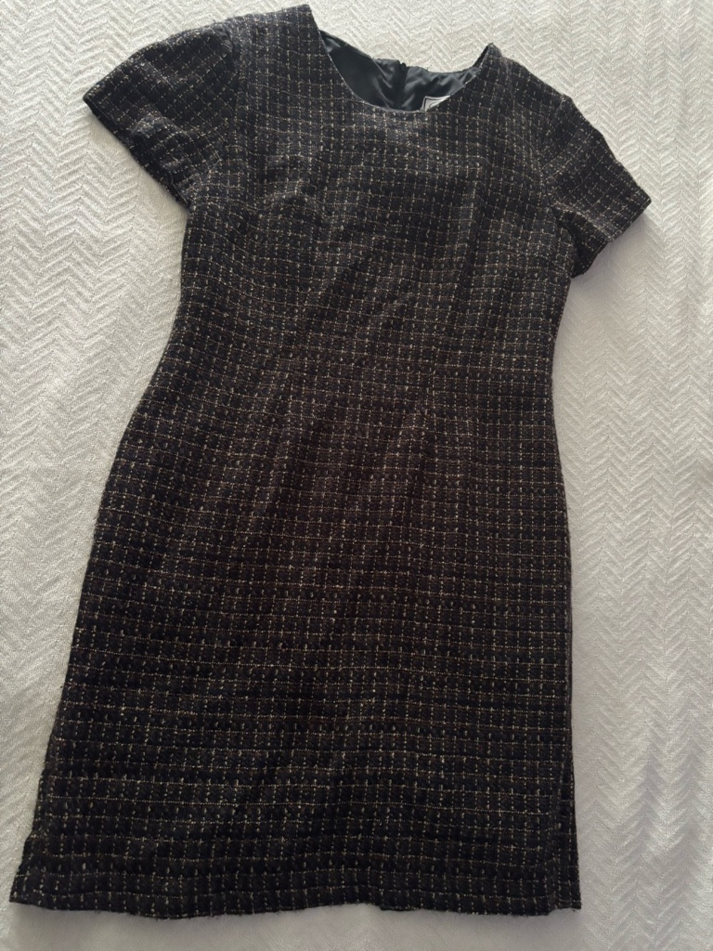 DJI Black Tweed Midi Shift Dress Size 6